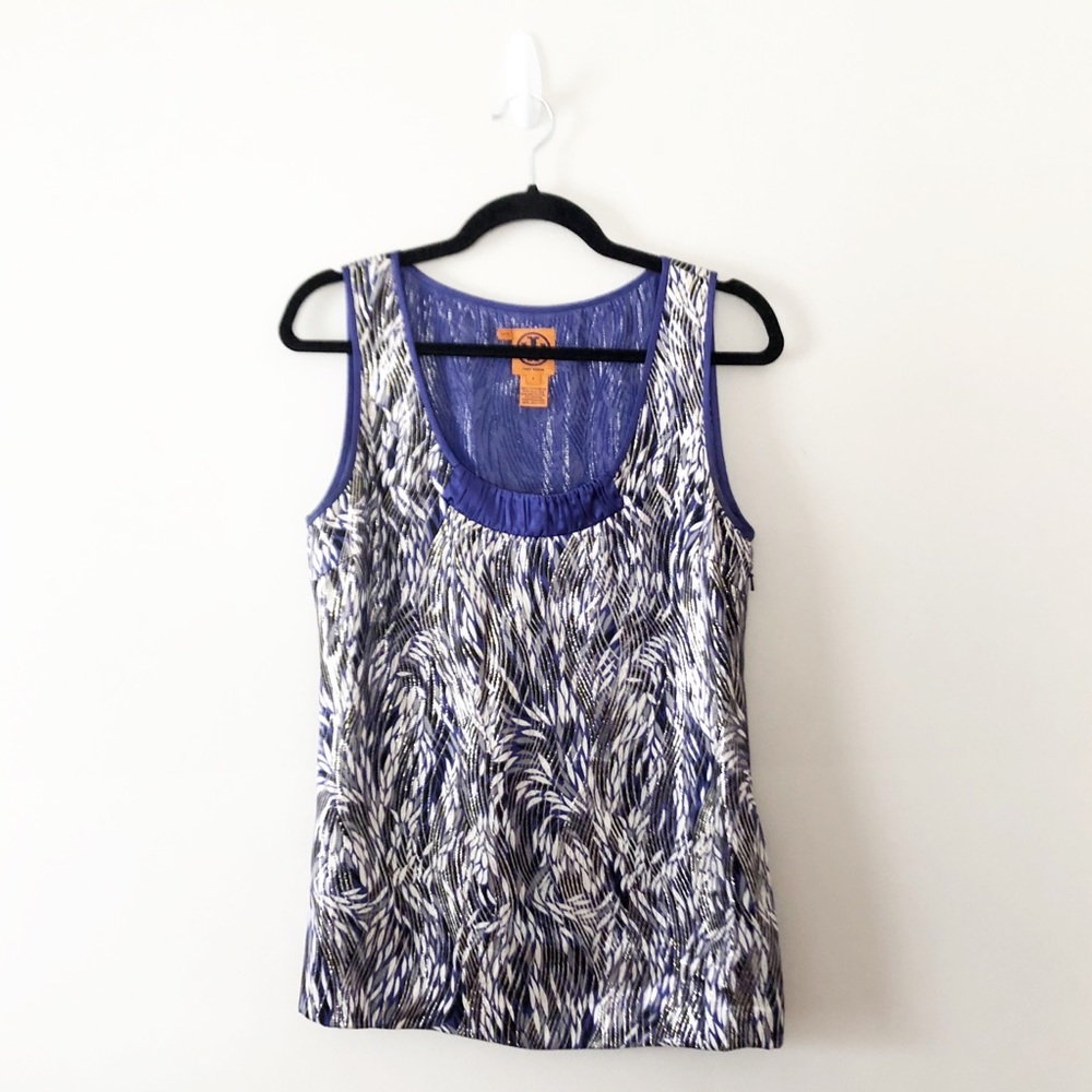 Tory Burch Silk Metallic Shell Tank Top